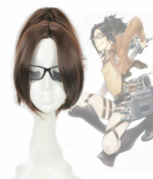 Shingeki no Kyojin Attaque sur Titan Hanji Zoe Long Brown Ponytail Cosplay Wig9974453