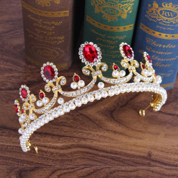 Diadème de mariée brillant 2019 cristaux de perles de luxe Bling Bling couronnes de mariée de mariage 15 6 cm style européen baroque Quinceanera bal F202Z