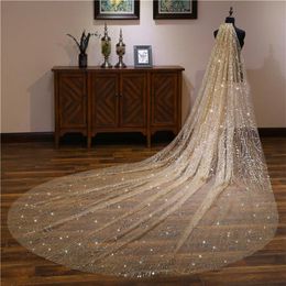 Brillant Champagne Or Voiles De Mariage 3 5 M Longueur Cathédrale Longue Voile De Mariée Pour Les Femmes Cheveux Accessoires De Mariage 244K