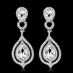 Pendientes de cristales brillantes a la moda, pendientes largos de gota con diamantes de imitación para mujer, joyería nupcial, regalo de boda para damas de honor BW-010