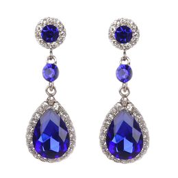 Shining Fashion Crystals Silver Rhinestones Long Drop Earring Vrouwen bruids sieraden huwelijksgeschenk voor vriend