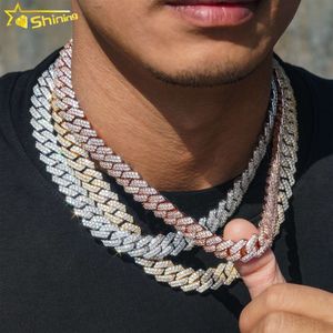 Brillant mode bijoux Hip Hop chaîne cubaine plaqué or 18 carats 14mm largeur laiton Aaaaa Zircon chaîne à maillons cubains