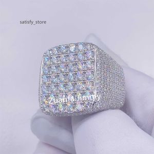 Joyas brillantes heladas Instock 925 STERLING Silver 14K Gold Goled Out Jewelry VVS1 Anillos de moissanite meñique