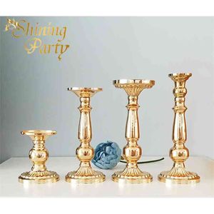 Shining Party Vintage Gold Metal Candle Houders, Tafel Centerpieces, Bruiloft Home Bar Christmas Decoration 210722