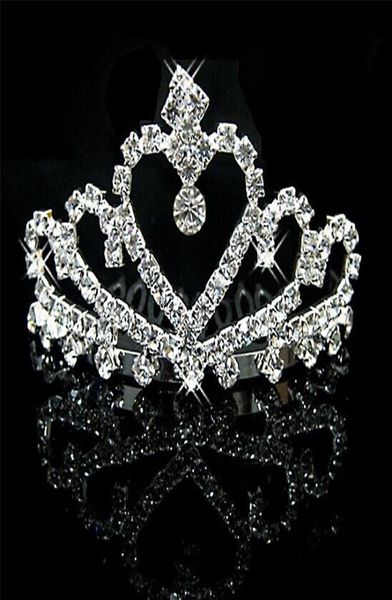 Cristales de plata brillantes Tiaras de boda Coronas nupciales con cuentas Piezas de cabeza de diamantes de imitación Diadema Accesorios para el cabello baratos Tiara de desfile5652268