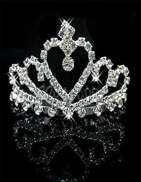 Cristales de plata brillantes Tiaras de boda Coronas nupciales con cuentas Piezas de cabeza de diamantes de imitación Diadema Accesorios para el cabello baratos Tiara de desfile1022294