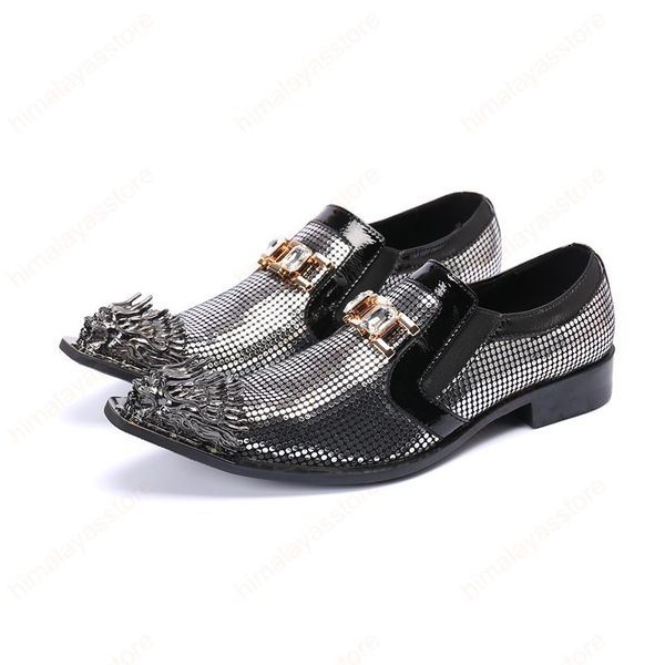 Brillant argent paillettes hommes chaussures en cuir véritable fête de mariage célébration homme chaussures habillées bureau chaussures formelles