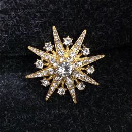 Shining Snowflake -broche voor vrouwen Men Kristallen Rhinestone Pearl -broches Hijab Pins sjaal gespen sieraden geschenken