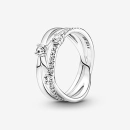 Bagues de mariage brillantes à trois anneaux pour femmes, diamant incrusté de zircon, bricolage, bijoux pandora, cadeau