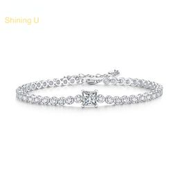 Shining U 925 Sterling Sliver Mossanite Bracelets 1CT pour les femmes Cadeau Fine Jewelry 16 + 3cm