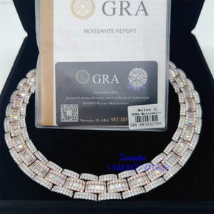Shining VVS stokbrood Moissaniet diamantketen Hip Hop Jewelry Cuban Link Chain 925 Zilver Iced Out Necklace Moissanite Chain