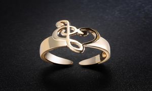Shining Women Sieraden Gold Golde Silver Music Note Boogring voor bruiloftsopening Verstelbare Ring8863431