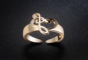 Shining Women Sieraden Gold Golde Silver Music Note Boogring voor bruiloftsopening Verstelbare Ring9041518
