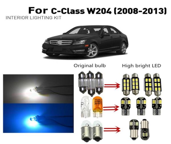 Shinman 18pcs Erreur de lecture des lumières intérieures LED de voiture intérieure pour Mercedes Benz Cclass W204 Package intérieur LED 200820132095691