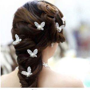 Stralende Vlinder Hoofddeksels Clips Strass Parel Haaraccessoires Bruidssieraden Vrouwen Feestartikelen Sieraden Decoratie 20 stks/partij