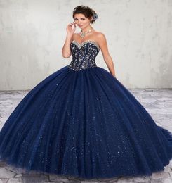 Brillant bleu foncé vin chérie perles robes de Quinceanera robes de soirée pour occasions spéciales robes de bal de danse taille personnalisée 218 KF7924977