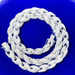Joyería brillante vvs moissanite diamante 10mm cadena de cuerda ancha collar helado hombres 925 collar de plata esterlina collar de hip hop