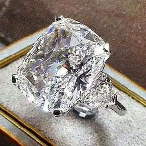 Stralende luxe sieraden 925 sterling zilver prinses grote heldere edelstenen witte topaas CZ diamant partij vrouwen trouwring ring voor 249j