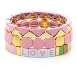 Shinus liefdesbrief armband voor vrouwelijke email Tegel armbanden op hand geschenk boho bangle 2020 stretch pulseras sieraden hele lj2005994583