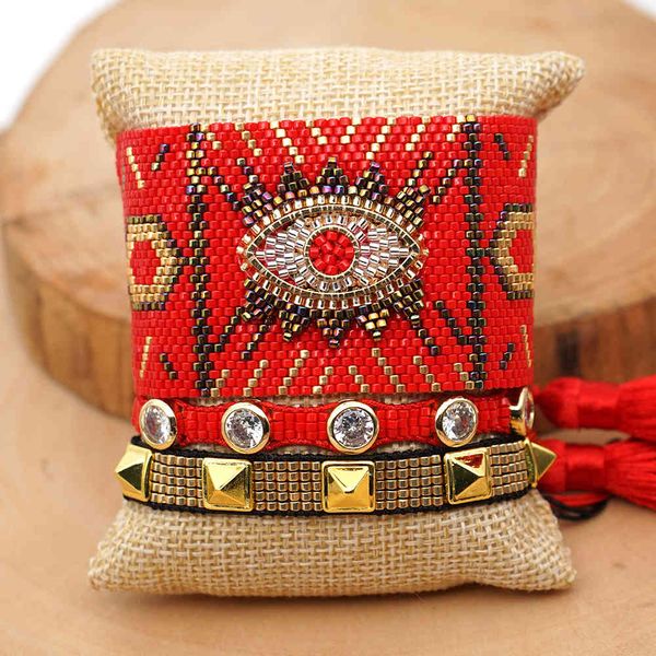 SHINUSBOHO Bracelet pour femmes MIYUKI mauvais Bracelets rouge turc oeil Pulseras Mujer Moda 2020 brassard mexique cristal bijoux