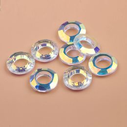 Glanzende AB Angel Ring Crystal Bead 8/10/14/20 mm Glazen ronde kralen met een groot gat voor sieraden maken ketting oorbellen accessoires