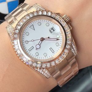 Montre pour hommes brillant gros diamant 40 mm mouvement mécanique automatique montres-bracelets natation montre-bracelet en or rose Montre De Luxe montres pour hommes cadeaux