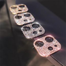 Protecteur de lentilles de caméra bling diamant brillant pour iPhone 15 13 12 Mini 11 14 Pro Max Rhingestone Glitter Metal Screot Protect Film