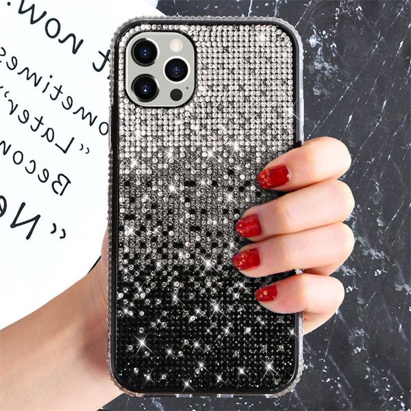 Fundas de teléfono brillantes para iPhone14 11 12 13 /Pro/Max/Promax/Xr/Xsmax/6 7 8/plus 3D Glitter Rhinestone Diamond Hard Cover