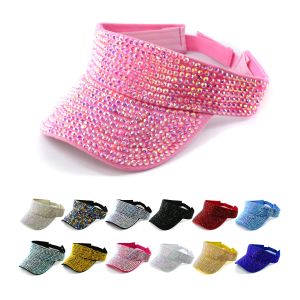 Viseras brillantes con diamantes de imitación para mujeres y hombres, sombreros de playa para el sol, deportes casuales, gorra de verano ajustable, sombrero con diamantes de imitación para fiestas al aire libre, golf y tenis