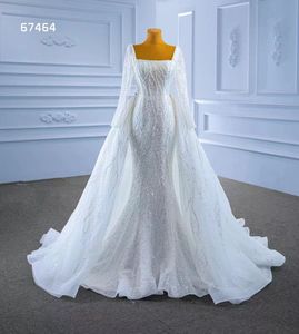 Nouvelles robes de sirène de mariage robe de paillettes blanches avec train détachable brillant Bling SM67464