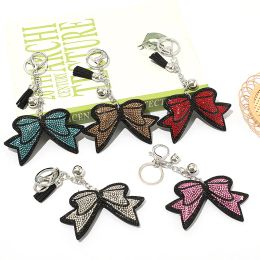 Keychain Bow Crystal Bow Pildant Pendre Key Ring Femmes Girls Migne Sac Accessoires Fashion Car porte-clés Décorations Cadeaux