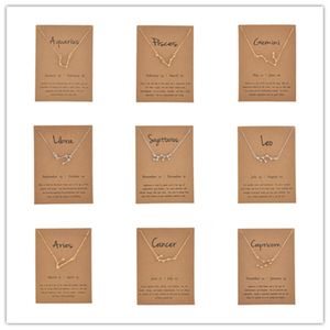 Shiny Crystal Star Zodiac Teken 12 Constellation Pendent Kettingen Vrouwelijke Elegante Zilveren Kleur Choker Kettingen Sieraden