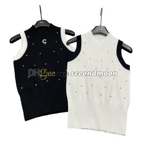 Débardeur en cristal brillant pour femmes, gilet de couleur contrastée, hauts de Sport tricotés, Sexy, Slim Fit, été