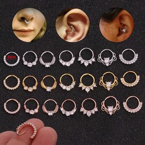 Glanzende kubieke zirconia neusring Huggie Hoop oorring Creatieve micro ingelegde neus nagel rond nasale septum lus oor been nagel menselijk lichaam doordringende punctie gouden sieraden