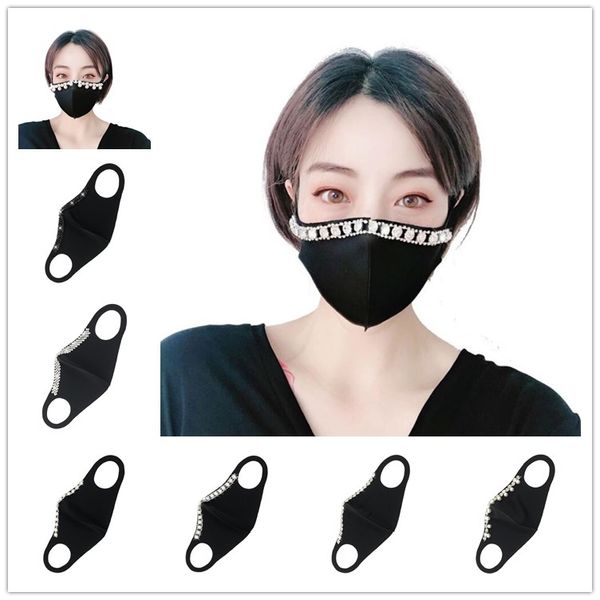 Máscara facial de diamante brillante Máscaras bucales reutilizables Máscara protectora Máscara protectora Máscaras de algodón lavables Máscara antipolvo Máscaras de diseñador para mujeres