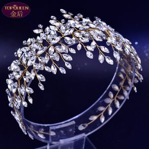 Glanzende diamant handgemaakte hoepel bruiloft tiara koningin barok kristal bruids hoofddeksels kroon strass met bruiloft sieraden haar Accesso236M