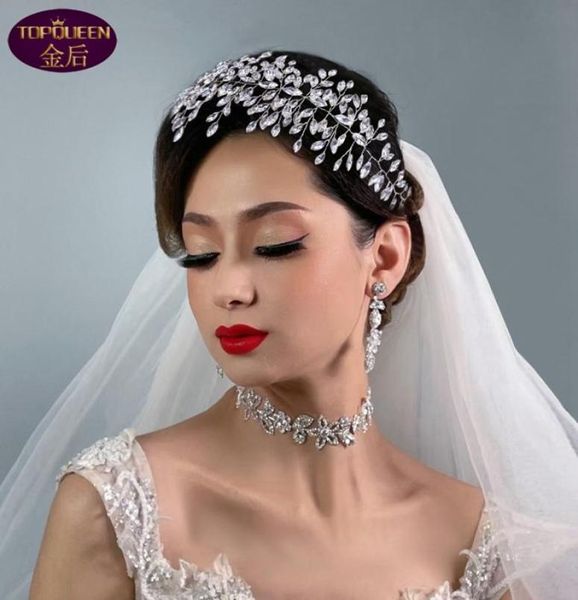 Diamant brillant à main le cerceau de mariage Tiara Queen Baroque Crystal Bridal Headwear Crown Righestone with Wedding Jewelry Hair Accesso7488485