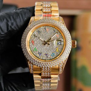 Montre pour hommes diamant brillant 40mm mouvement mécanique automatique montres-bracelets de natation Montre De Luxe montres pour hommes cadeaux