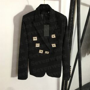 Capas delgadas del diamante brillante chaquetas para mujer de alta calidad damas negras blazer