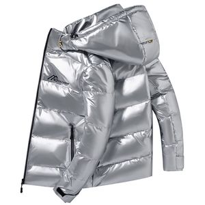 Tissu brillant Down Veste Hommes Capuche Top Qualité Canard Blanc Épais Hiver Chaud Parka Imperméable Plus Taille 4XL 211204