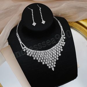 Brillant mode demoiselle d'honneur ensembles de bijoux de mariée strass cristal collier boucles d'oreilles pour les femmes ensembles de bal de mariage ensembles de bijoux cadeaux