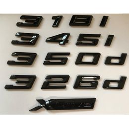 Remplacement des emblèmes de lettres de voiture noir brillant brillant pour BMW XDrive 316i 318i 320i 328i 330i 335i 316d 318d 320d 325d 328d 335d