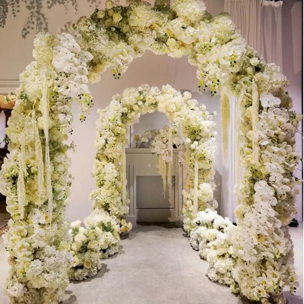 Arco de hierro dorado brillante, arco de doble varilla, estante para decoración de bodas al aire libre, soporte de exhibición para fiesta de cumpleaños y bautismo, estante de flores