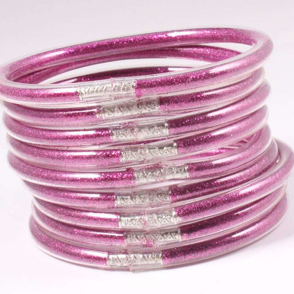 Poudre d'or brillante en Silicone souple, Tube Transparent, ensemble de bouchons de bonbons, Bracelet en gelée pour femmes