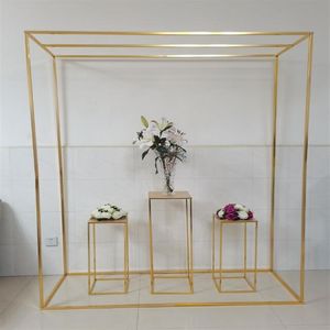 Arc rectangulaire doré brillant avec socles, support de signe de bienvenue, décoration de mariage, pergola, ballons de fleurs, support en métal, cadre Par306N