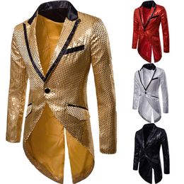 Blazer à paillettes dorées brillantes pour hommes, tenue de soirée, soirée, stade, vêtements de fête