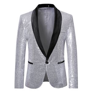 Glanzende gouden pailletten verfraaid Blazer Jacket Men Nightclub Prom Pak Blazer kostuumstadium Kleding voor zangers