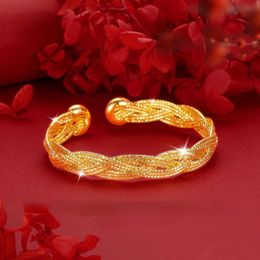 Glansende hoogwaardige filigraan gefrituurd deegwendingen geweven armband voor vrouwen goud kleurarmbanden bangle fijne luxe sieraden geschenken 240424