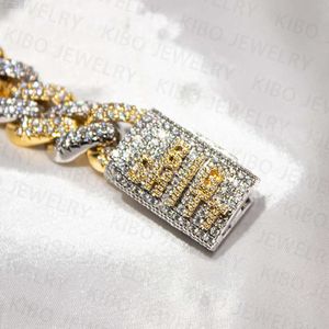 Glanzende hiphop -sieraden Iced S925 Silver geclusterd stokbrood gesneden mossaniet diamanten ketting Cubaanse armband