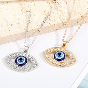 Glanzende holle boze oog hanger kettingen voor vrouwen sieraden Turkse blauwe oog trui sleutelbeen ketting